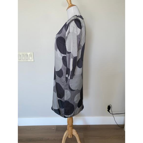 ST. EMILE 100% SILK BLACK WHITE GEOMETRIC PRINT DRESS 3/4 Sleeve Size US 6 - Picture 3 of 7